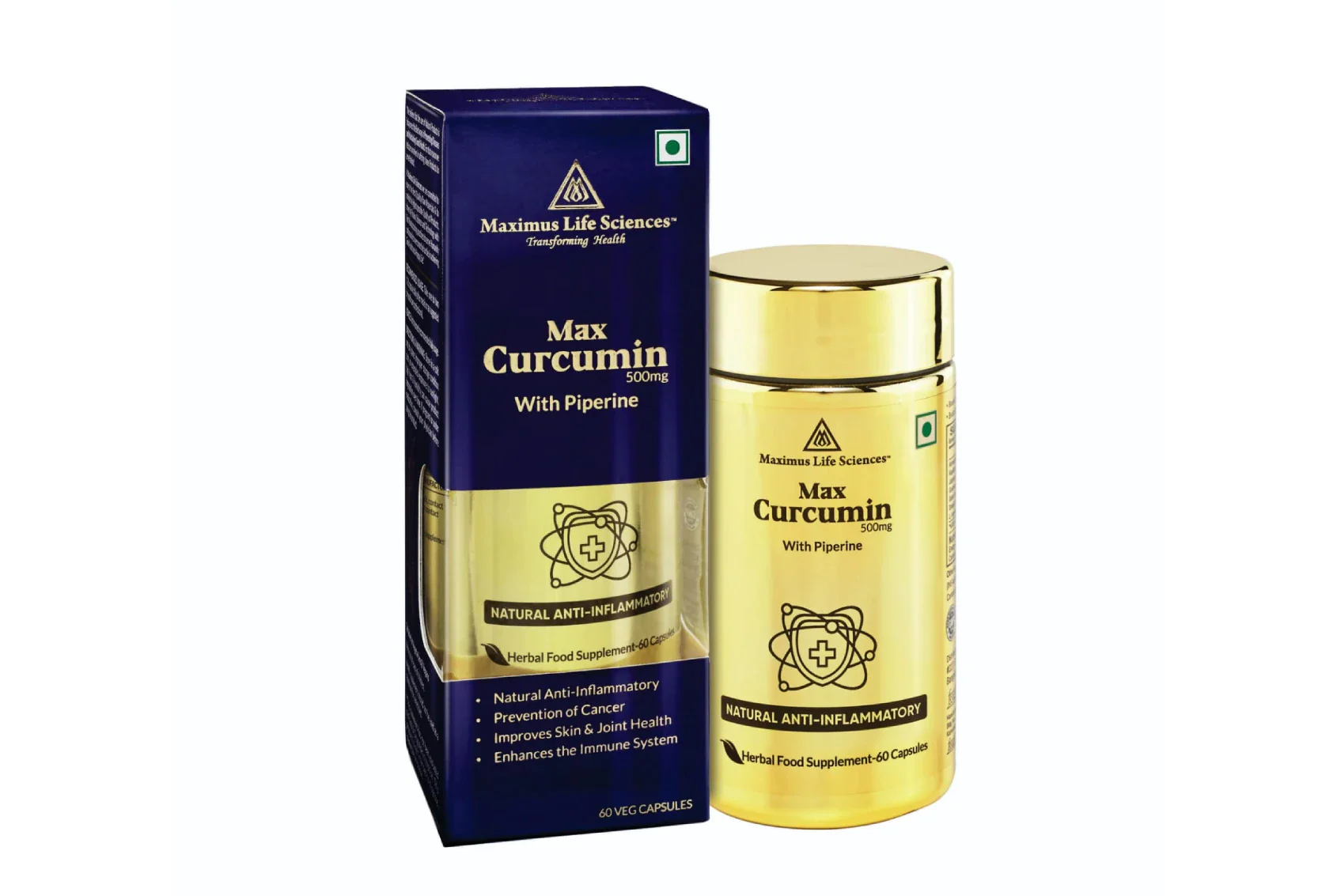 Max Curcumin with Piperine bottle and box
